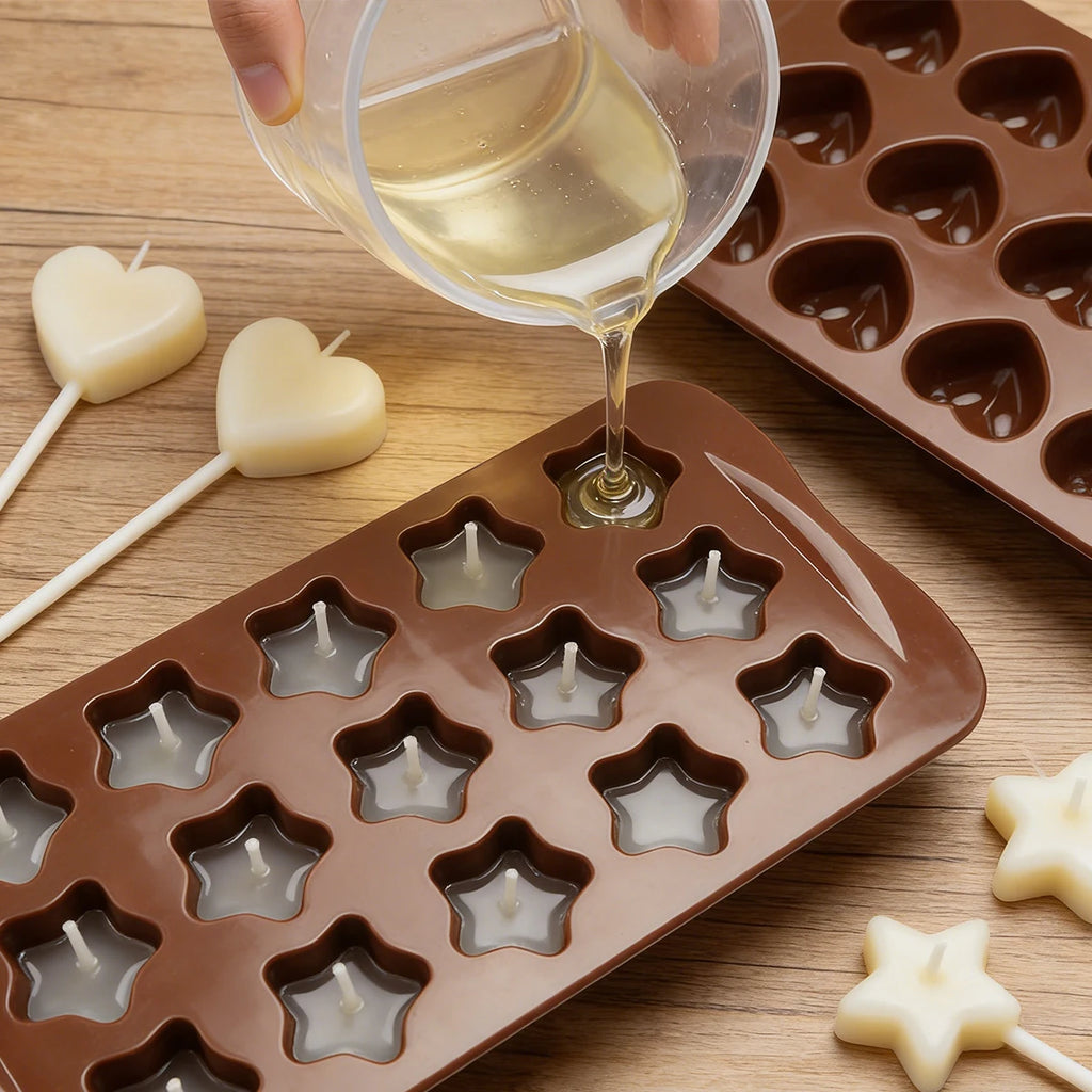 15-Cavity Heart & Star Silicone Mold for Candles, Soap & Resin