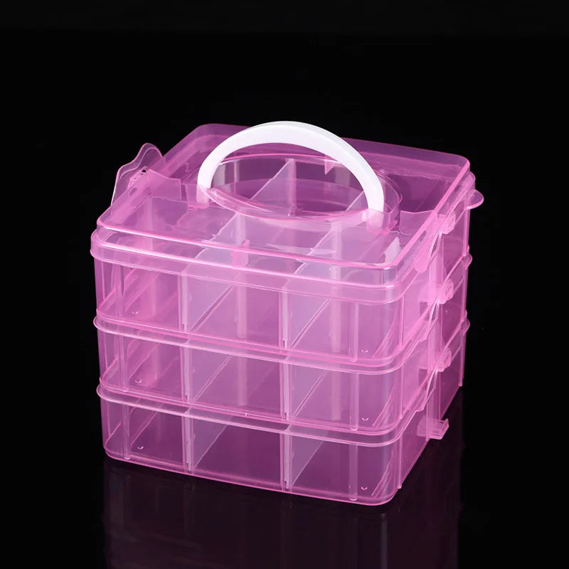 3-Layer 18-Grid Portable Stackable Storage Organizer Box
