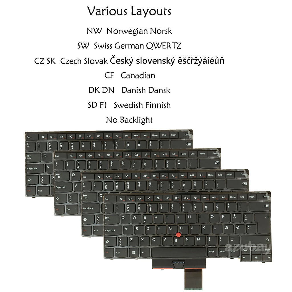 AZUBAY Multi-Language Keyboard for Lenovo ThinkPad E430S S430
