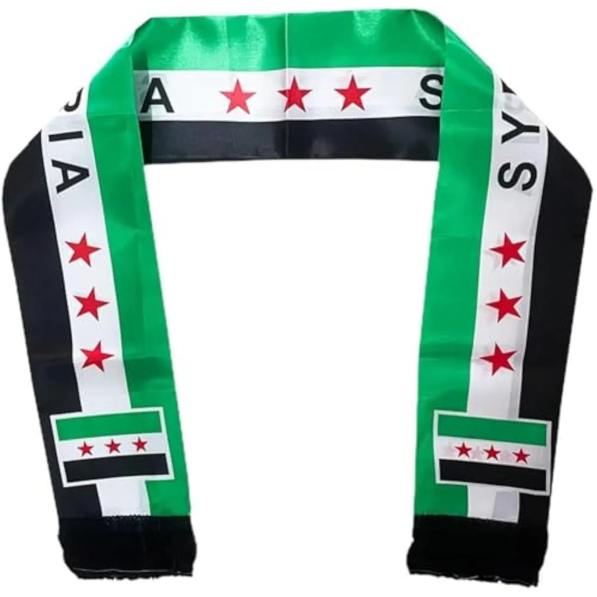 Syria Flag Scarf – Green White Black Cultural Wrap & Sash