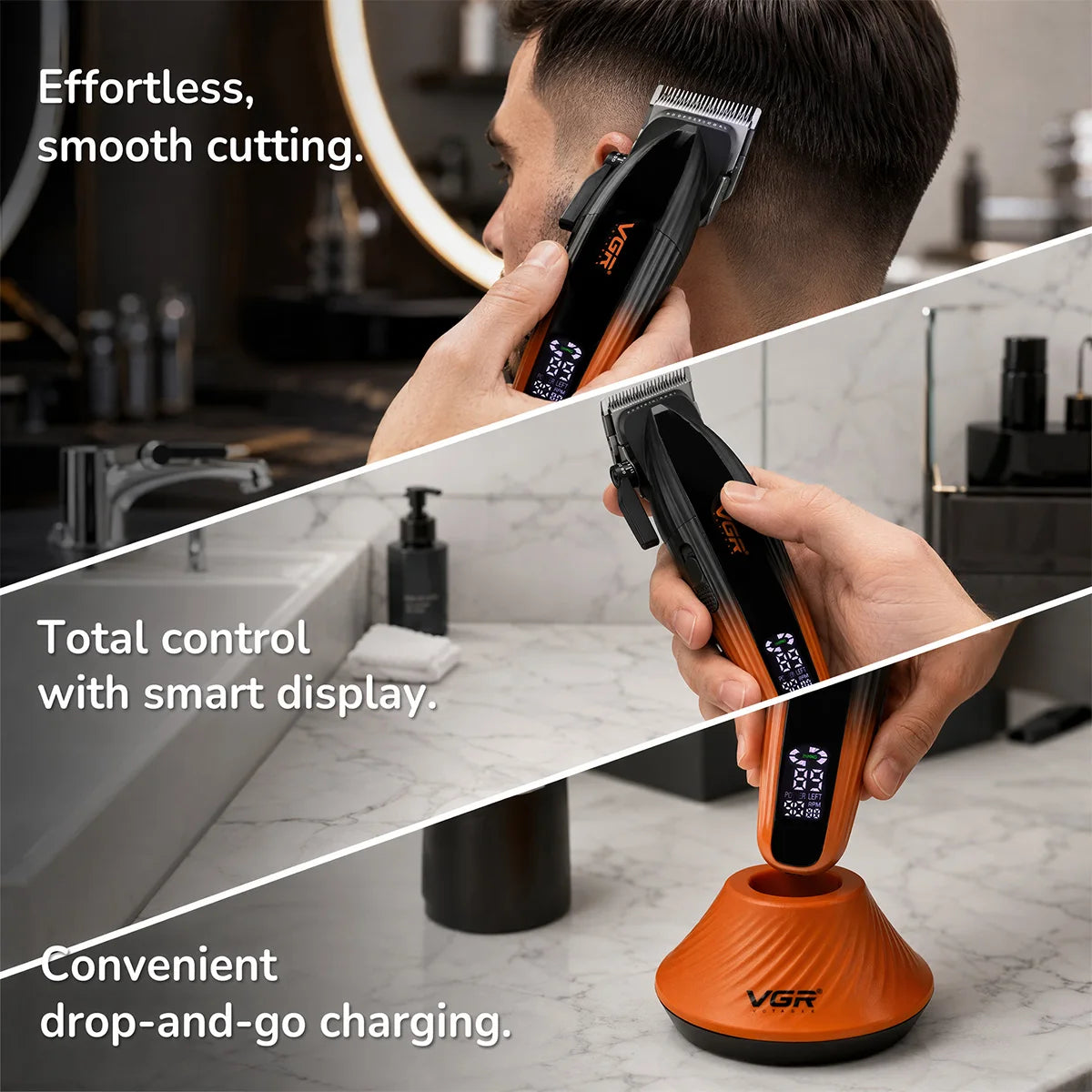 VGR V-889C Cordless Hair Clipper 9000 RPM – Professional Trimmer