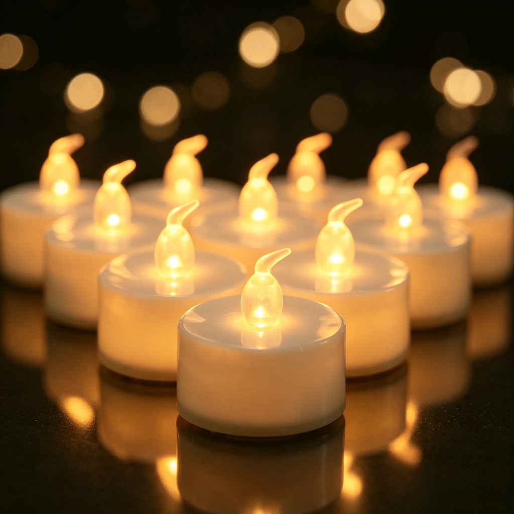 12/24 Pack Flickering LED Flameless Tealight Candles Battery Operated