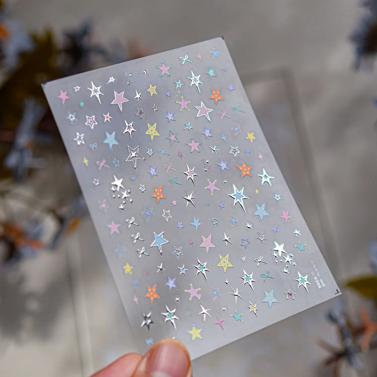 5D Star Nail Stickers – Gold Silver Laser Self-Adhesive Decals