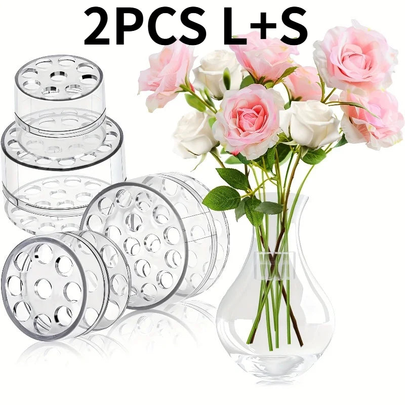 2-Pack Spiral Flower Stem Holders – Clear Plastic Floral Grid