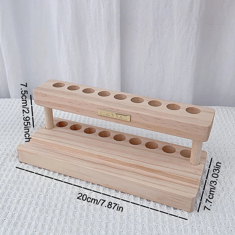 Wood Nail Art Pen Holder & Desk Organizer with Phone Stand