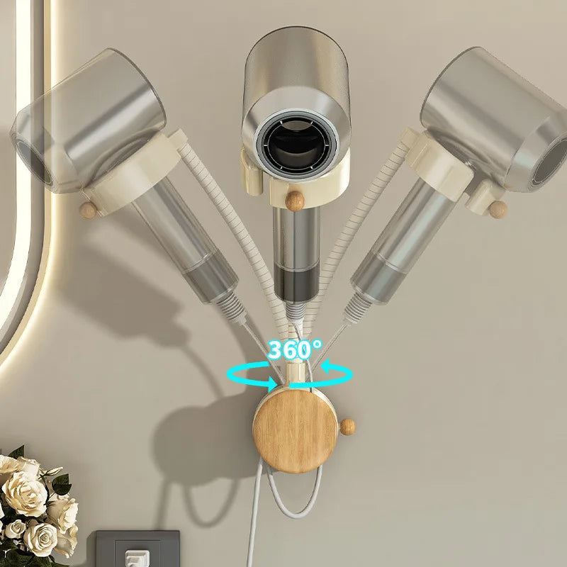 Rotatable No-Drill Wall-Mounted Hair Dryer Holder Rack | VIBE