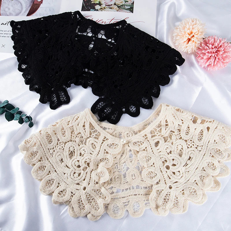 Women's Hollow Crochet Lace Detachable Collar – Floral O-Neck