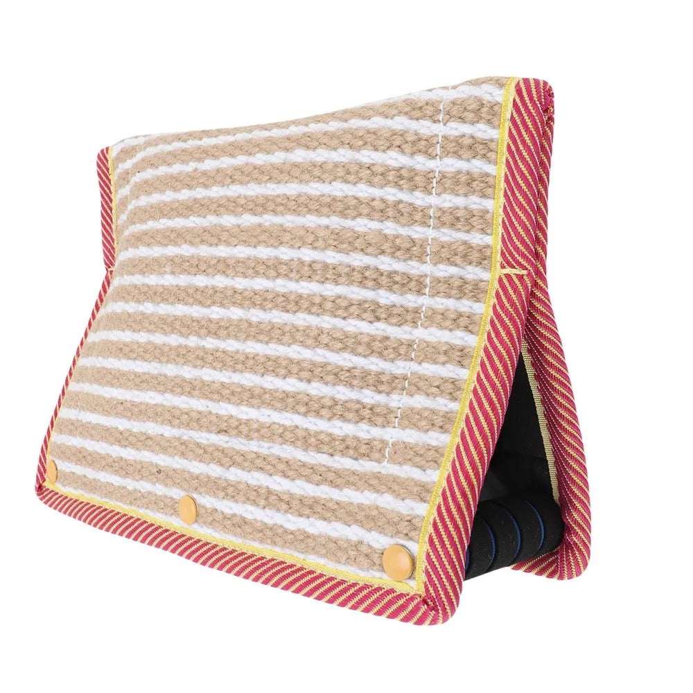Dog Bite Pillow Tug Pad – Rough Woven Linen Multi-Handle Trainer