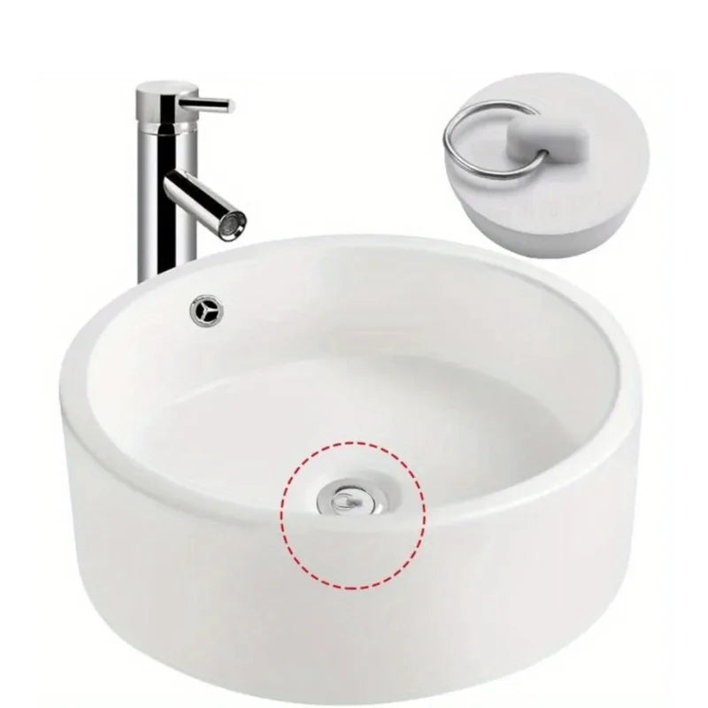 6-Pack Rubber Drain Stoppers with Ring – Sink & Bathtub