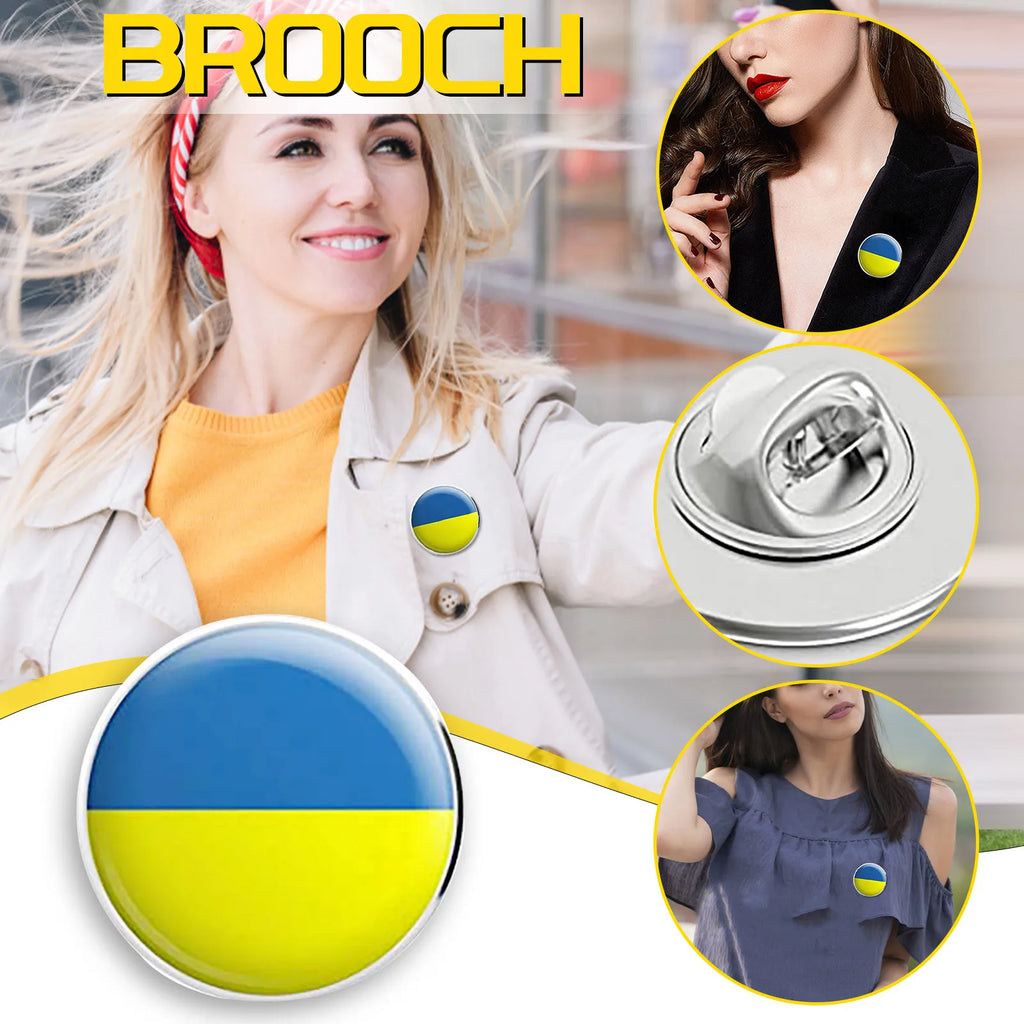 Ukraine Flag Brooch Pin – 1 Inch Patriotic Button Badge