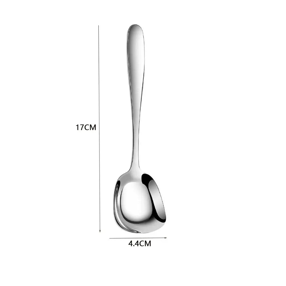 2-Pack Stainless Steel Square Spoons – Mirror Polish Long Handle
