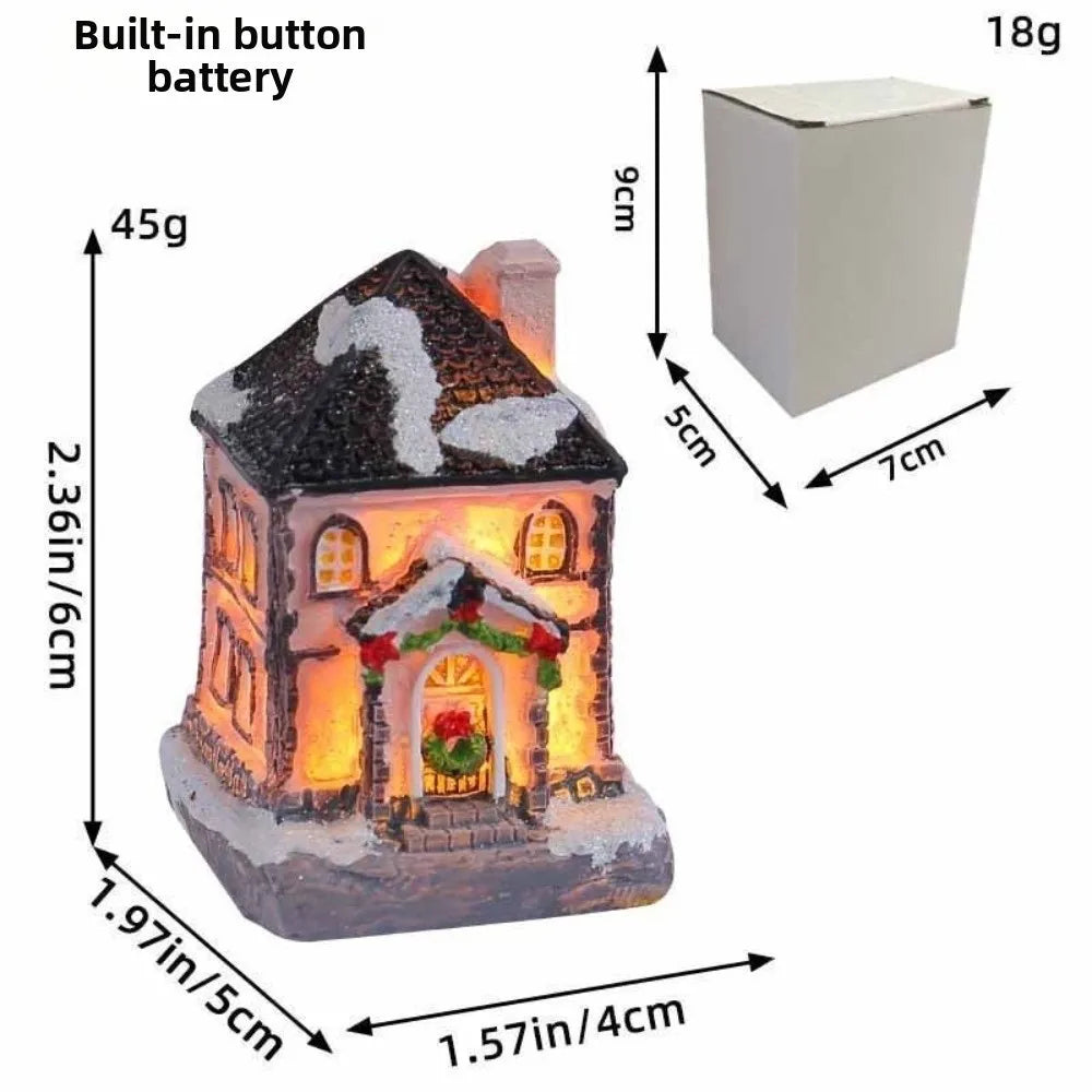 LED Christmas Village House Ornament – Resin Miniature Decor