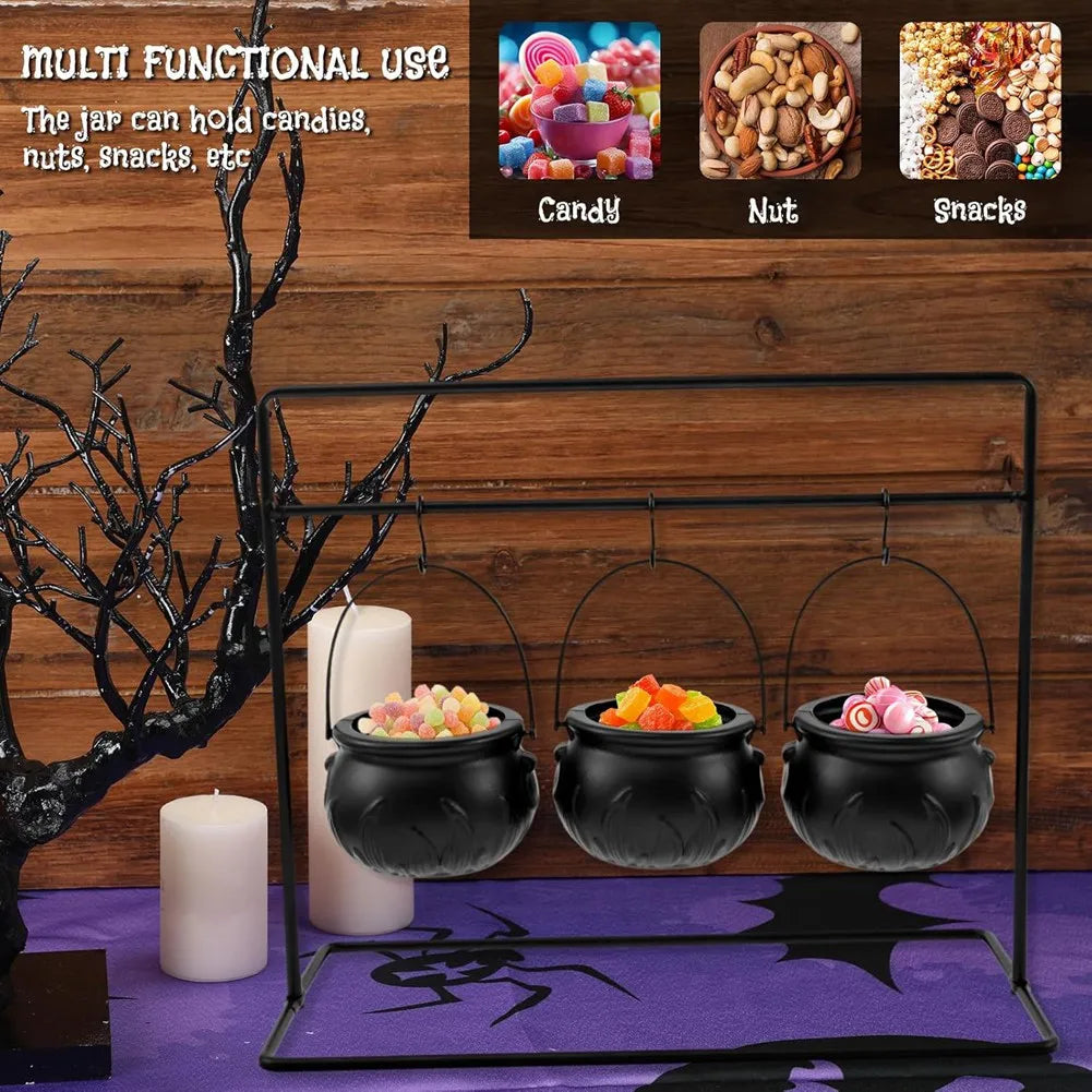 9-Pc Halloween Witch Cauldron Serving Bowl Set with Rack