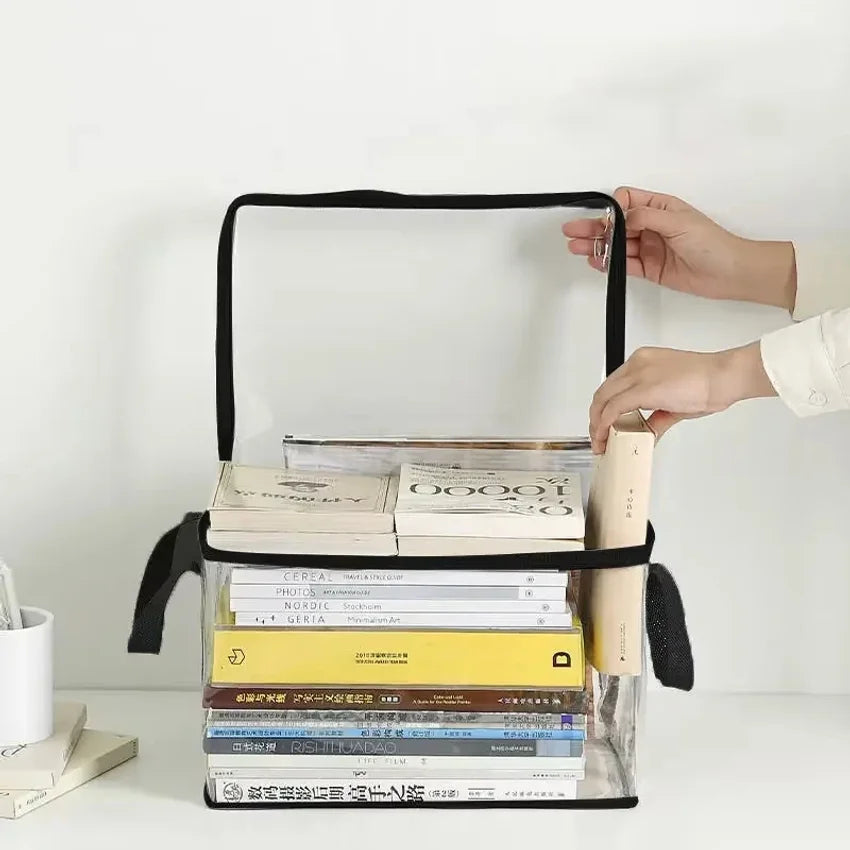 Foldable Transparent Book Storage Box – Waterproof Organizer