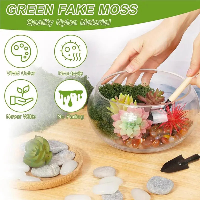 Fake Moss for Crafts 14.1 OZ Light & Dark Green Faux Moss