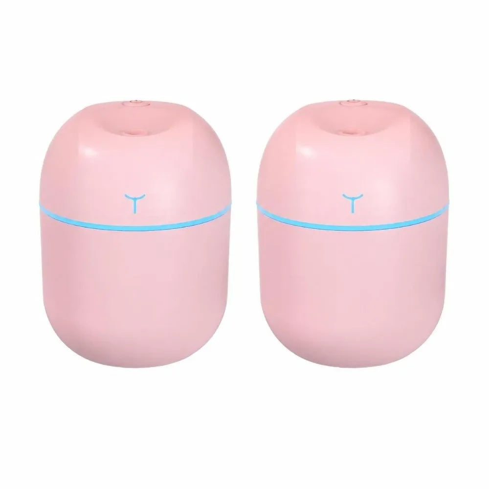 2-Pack USB Mini Humidifier 220ml Aroma Diffuser & Night Light