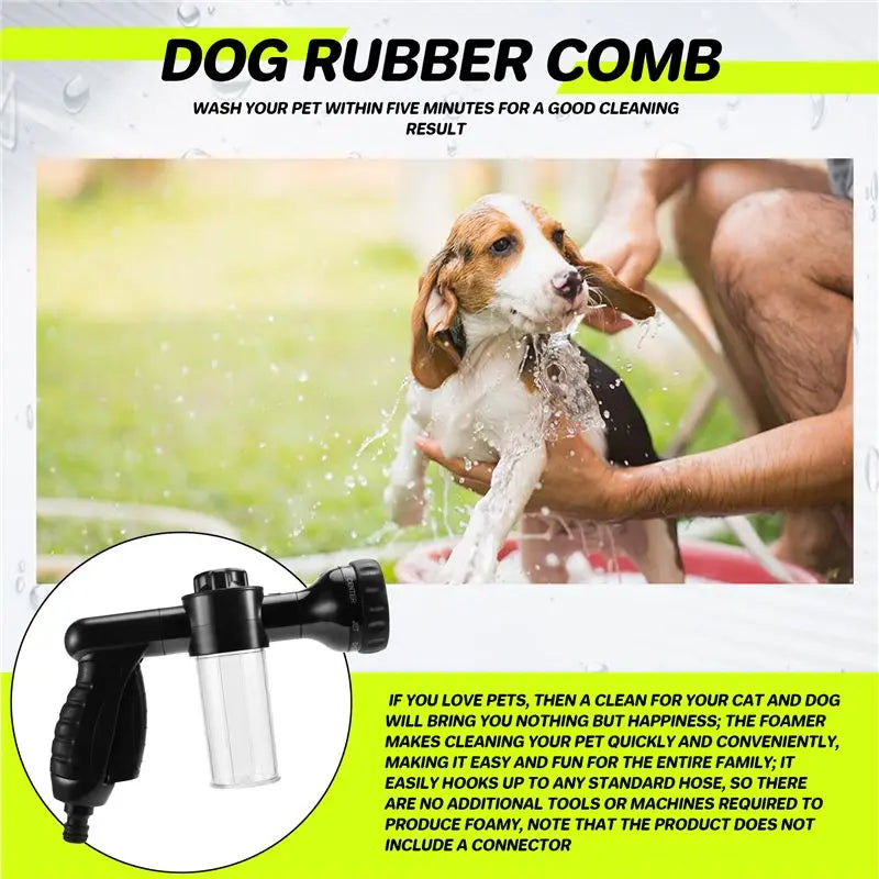 2-Piece Pet Bathing Set – Foam Sprayer & Rubber Grooming Comb