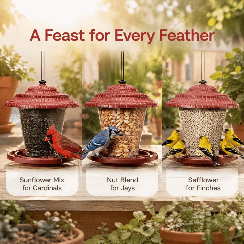 Hanging Bird Feeder Transparent PP Container 600ml Garden