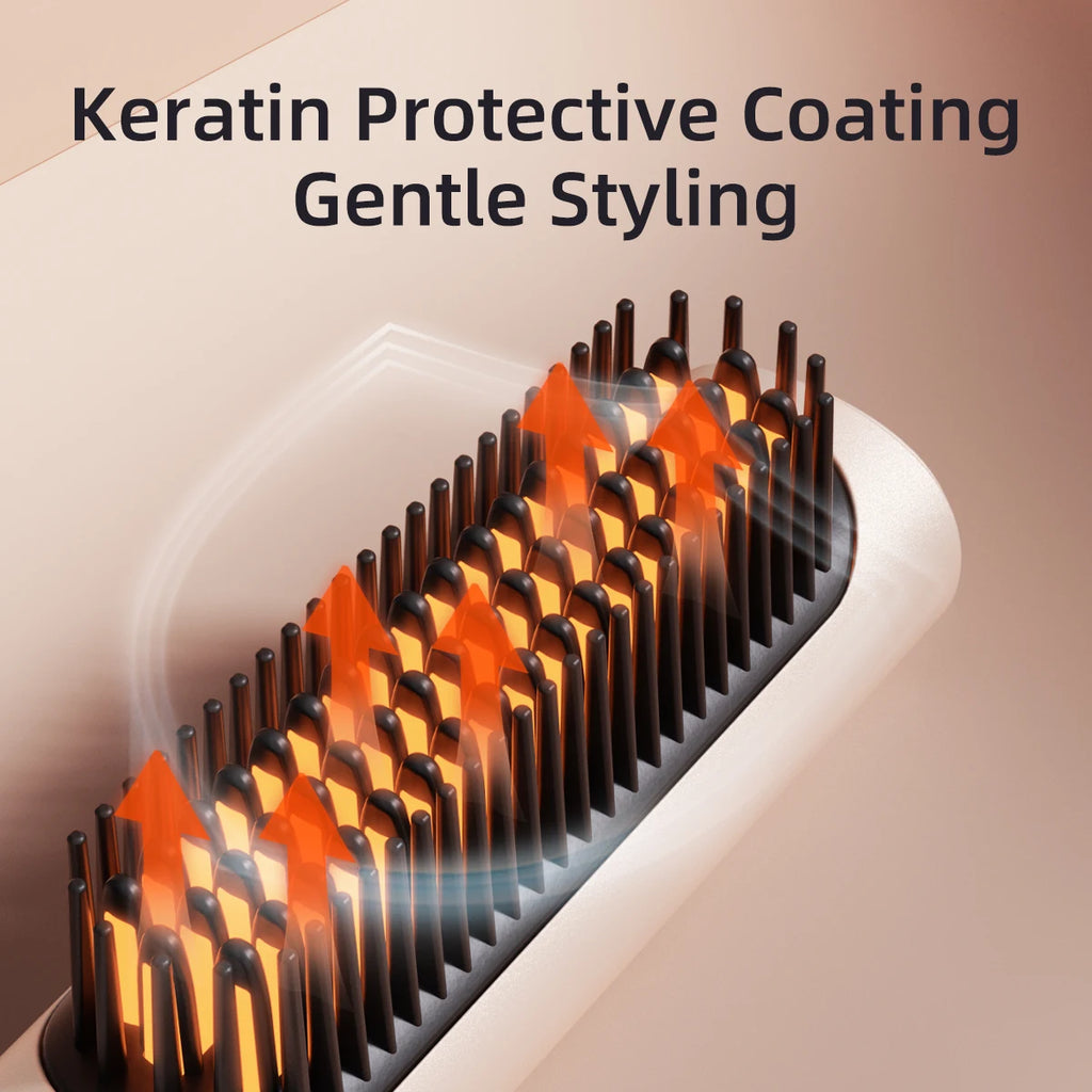 Ceramic Hair Straightener Brush – Fast Heating, 52 Teeth