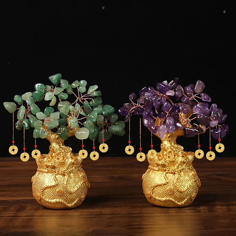 Yellow Crystal Money Tree Feng Shui Wealth Ornament