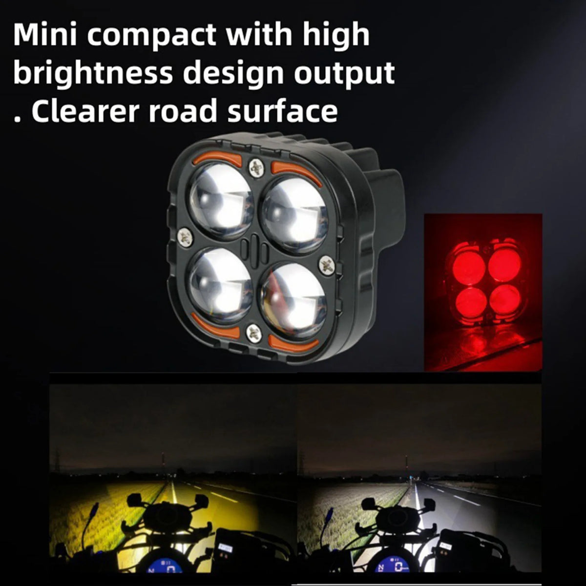 Dual Color LED Motorcycle Spotlights 24V Auxiliary Driving Lamps 2-Pack