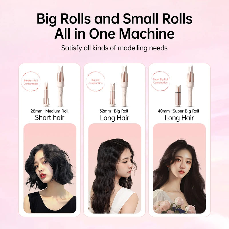 5-in-1 Auto Rotating Ceramic Hair Curler Wand Set