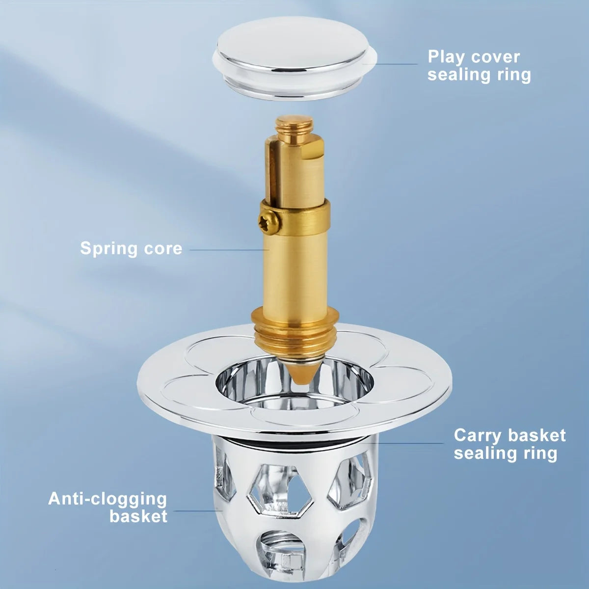 Stainless Steel Pop-Up Sink Stopper with Hair Catcher Basket