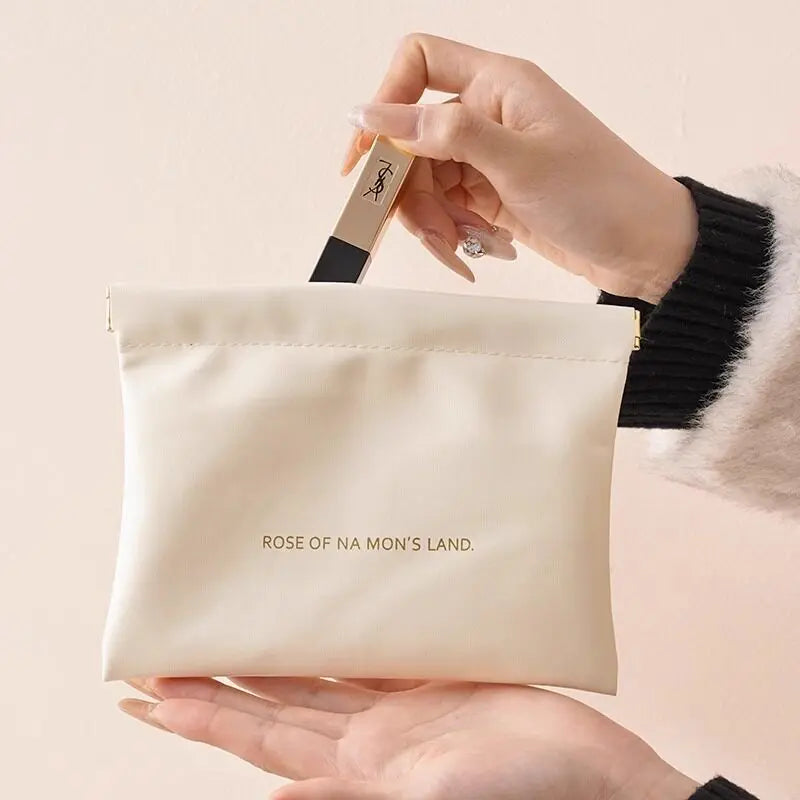 Self-Closing PU Leather Mini Pouch | Lipstick & Travel Bag