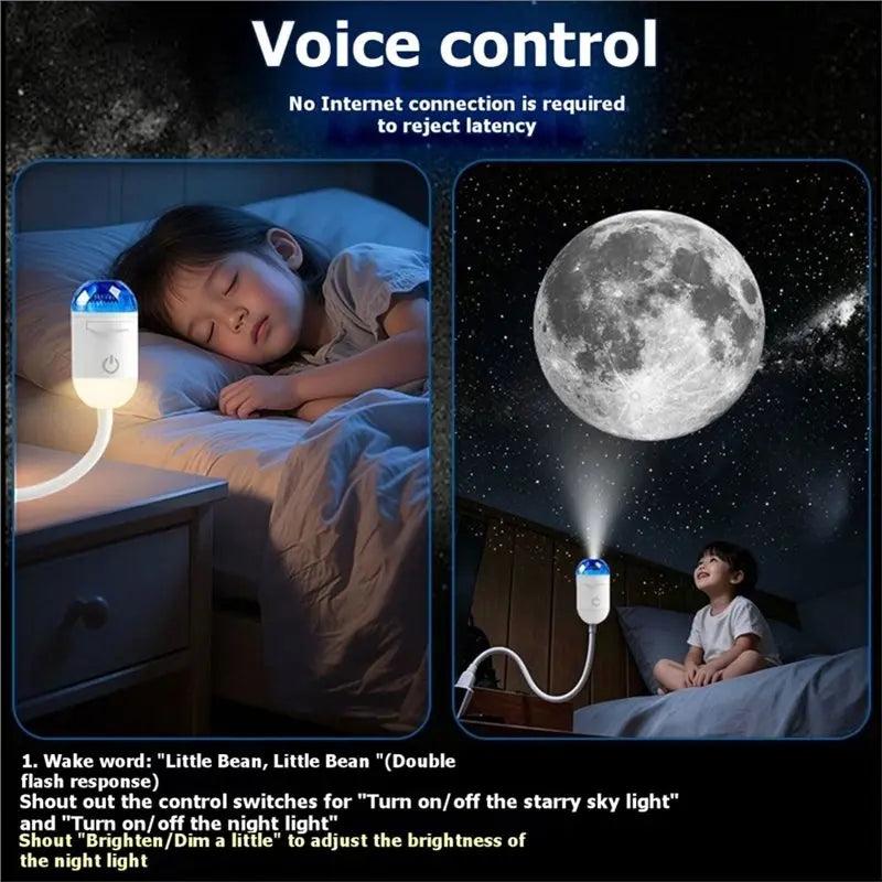 VIBE 2-in-1 USB Star Projector Night Light | Voice Control