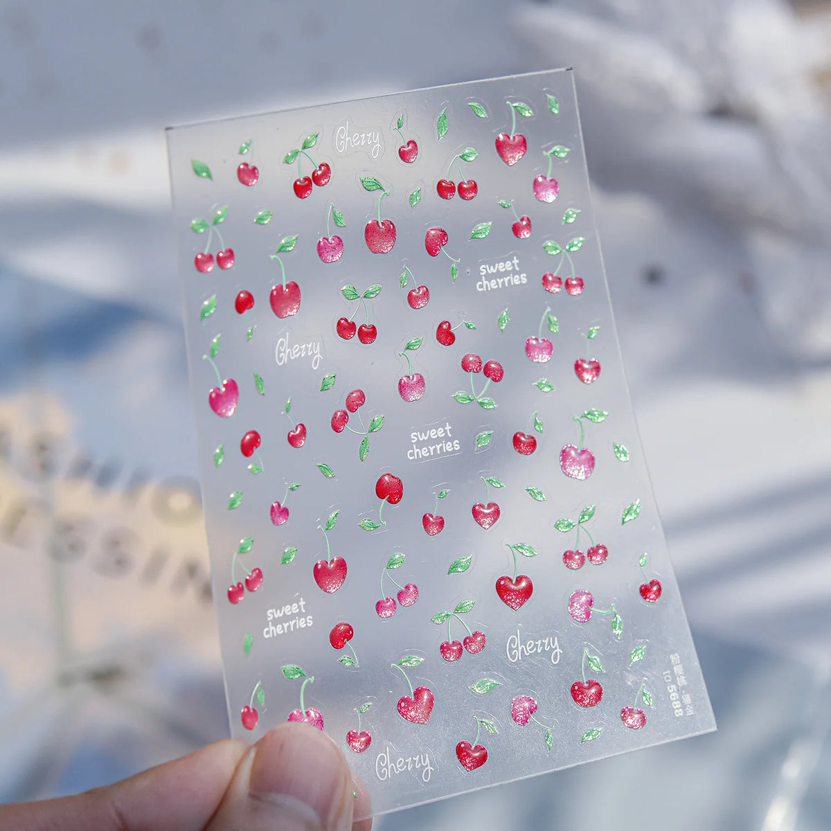 5D Jelly Red Apple Nail Art Stickers – Kawaii Fruit Decals