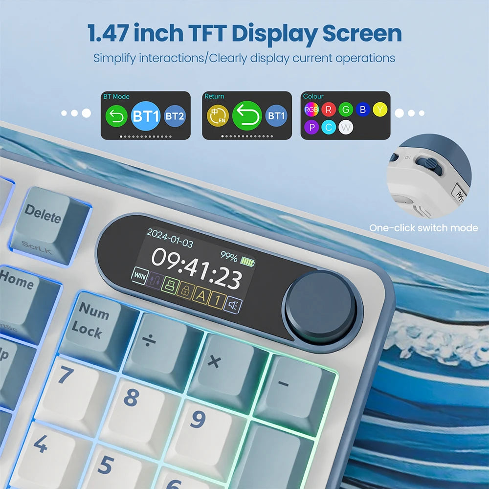 RK S98 98-Key Wireless Mechanical Keyboard | TFT, RGB, Hot Swap