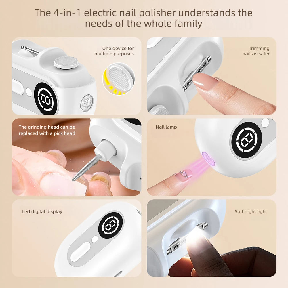 Misscheering 4-in-1 Electric Nail Clipper with LED Light & USB