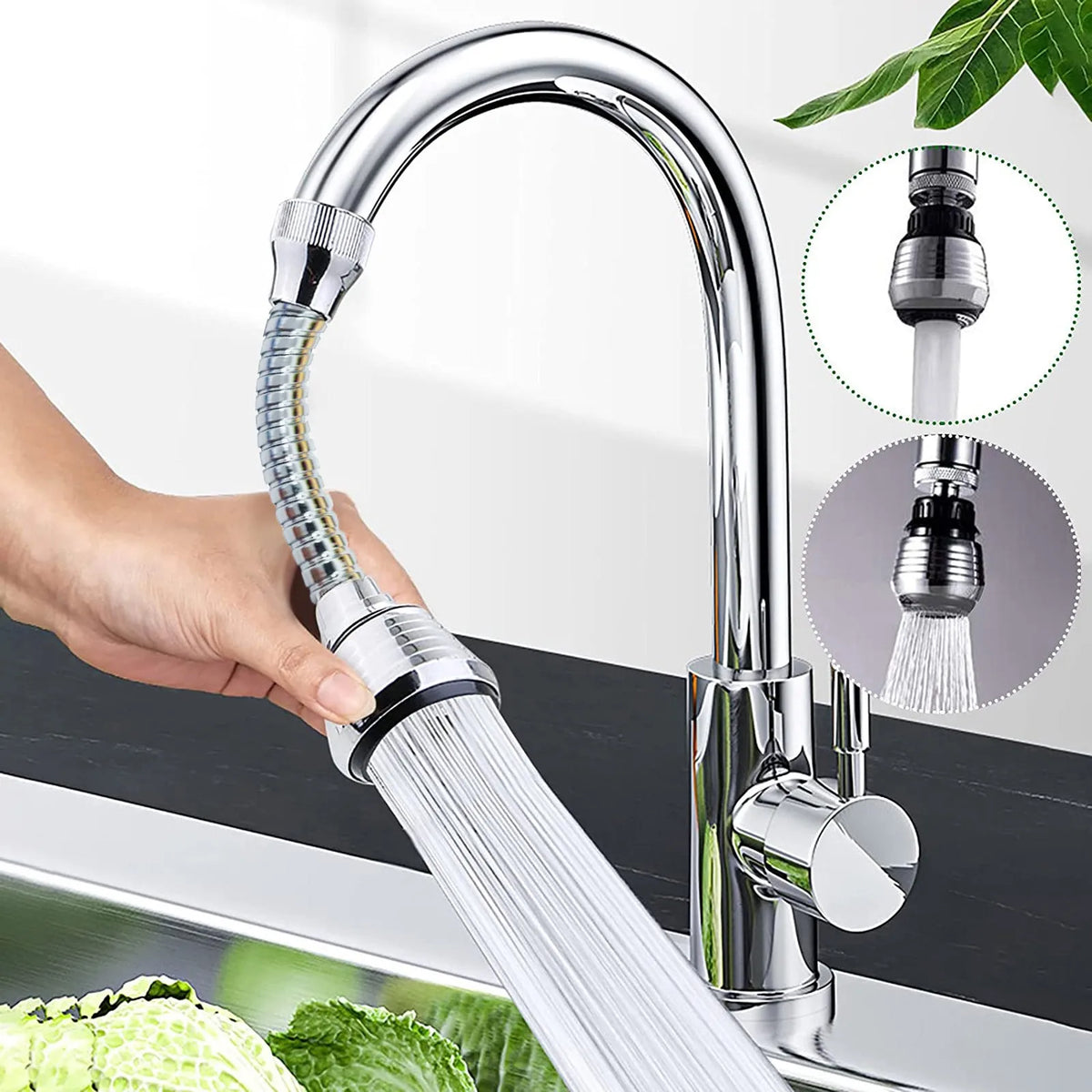360° Rotatable Faucet Aerator – Water-Saving Kitchen Sprayer