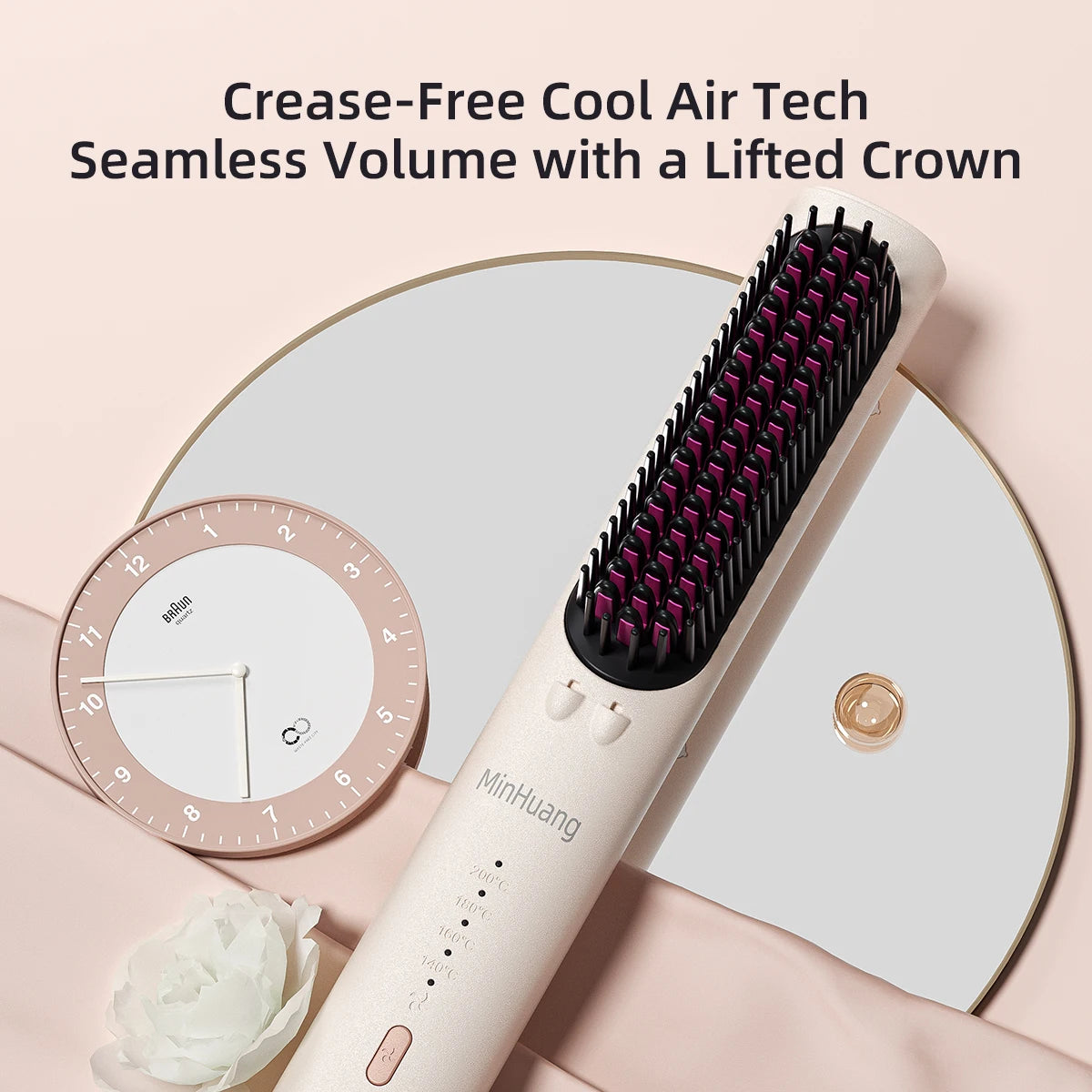 Ceramic Hair Straightener Brush – Fast Heating, 52 Teeth