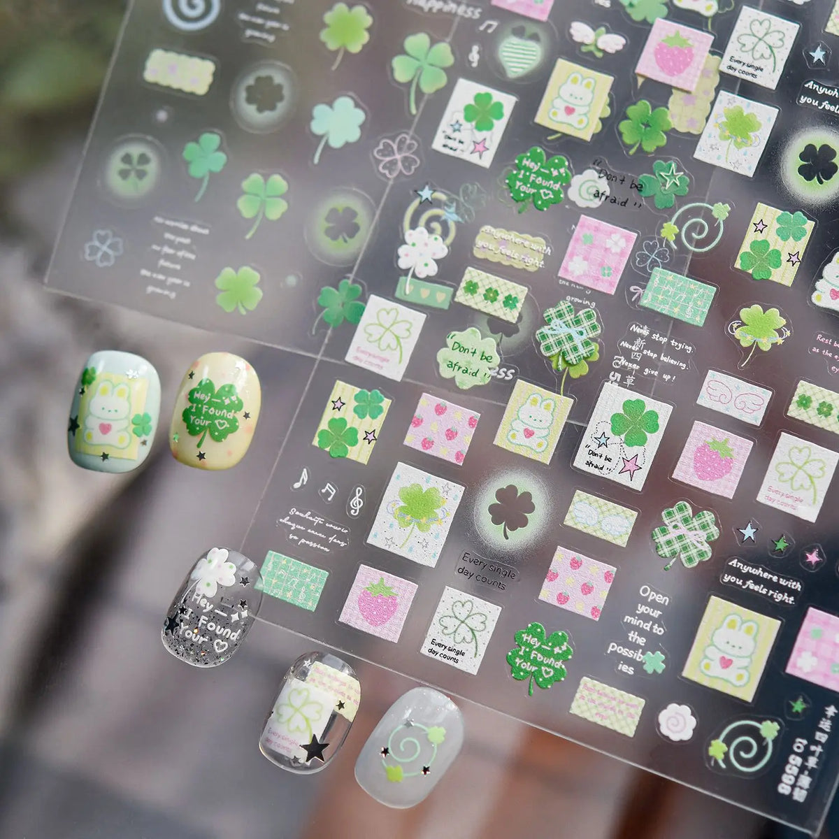 Lucky Clover Spring Flower Shining Self-Adhesive Nail Art Stickers