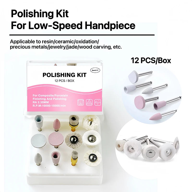 12-Pc Composite Polishing Kit 2.35mm Shank Low-Speed Tools