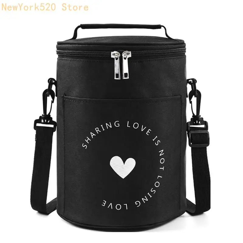 Waterproof Insulated Round Cylinder Lunch Tote Bag | Bento Cooler