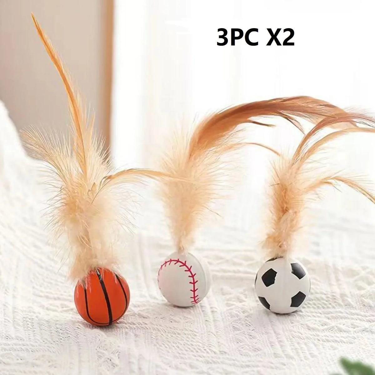Interactive Cat Feather Ball Toys with Catnip – 3-Pack