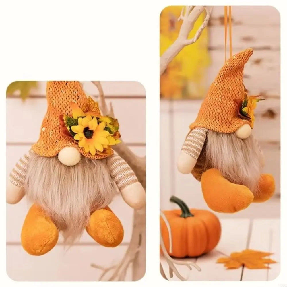 Thanksgiving Harvest Gnome Ornament – Maple Leaf Fabric Pendant