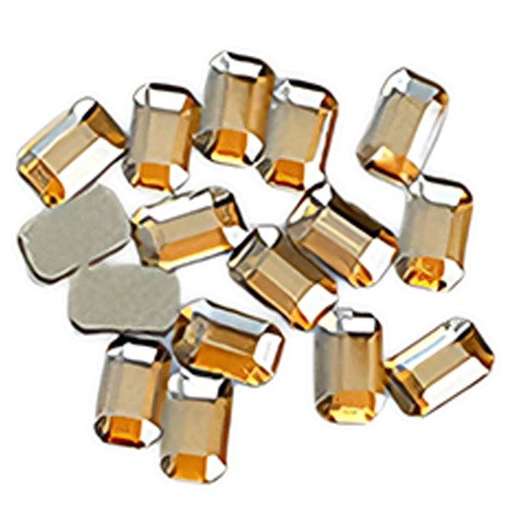 100pcs Champagne Gold Nail Rhinestones – Irregular Crystal Gems Set