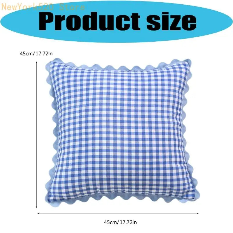 Scalloped Gingham Throw Pillow Cover 45x45cm – 12 Colors