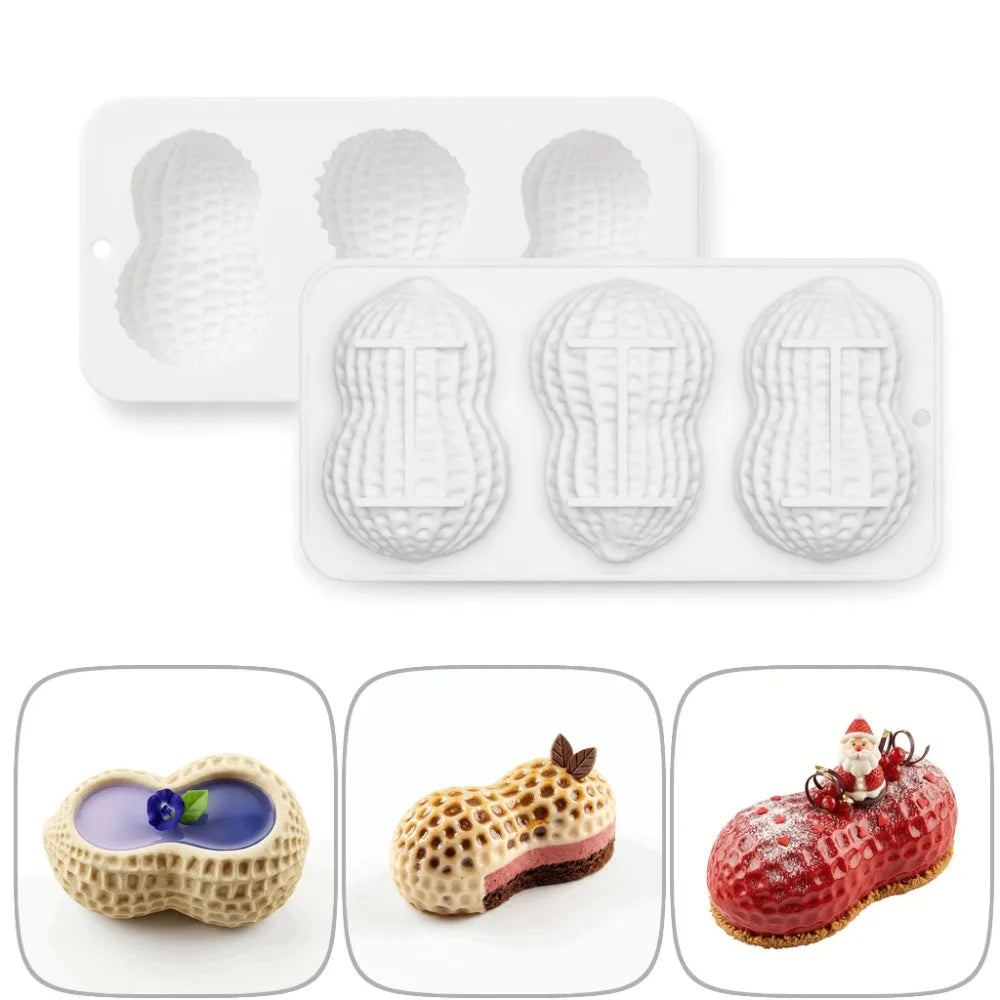 3-Cell Peanut Mousse Cake Mold | Food Grade Silicone Baking