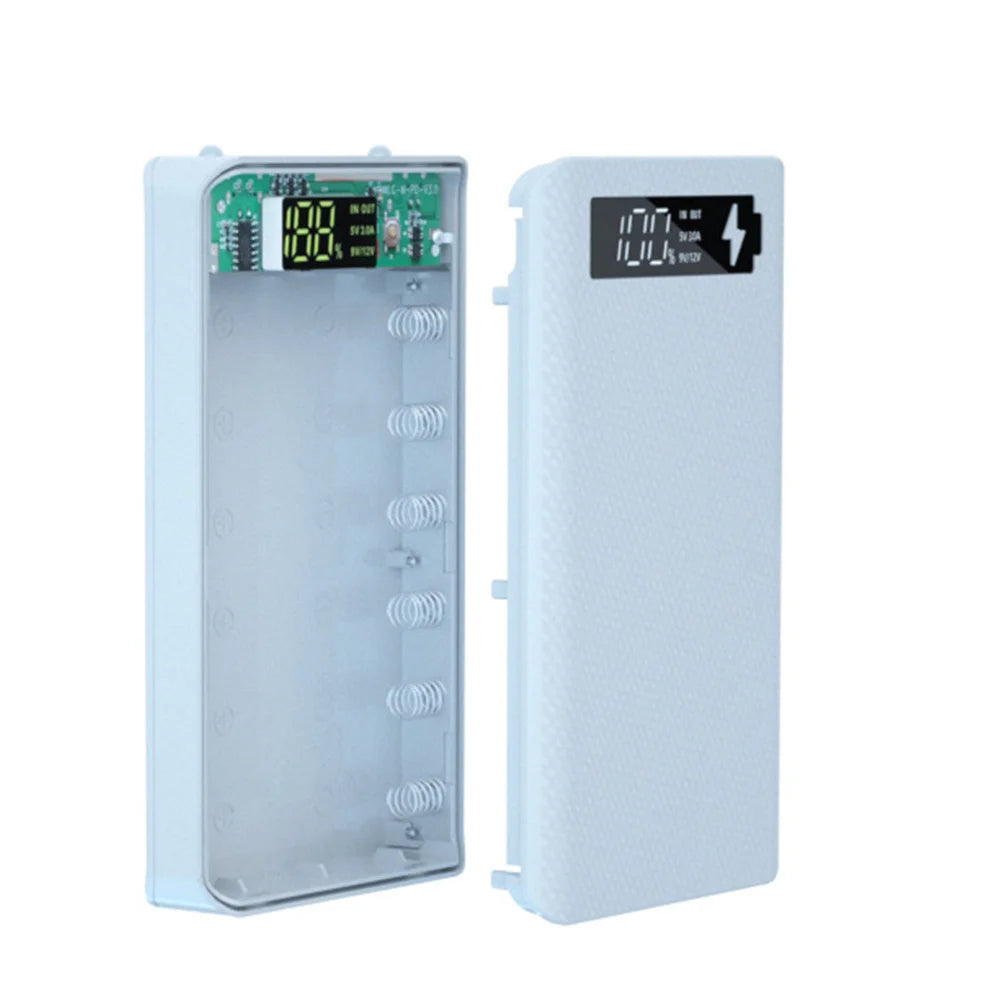 6x18650 DIY Power Bank Case – LED Display & Quick Charge