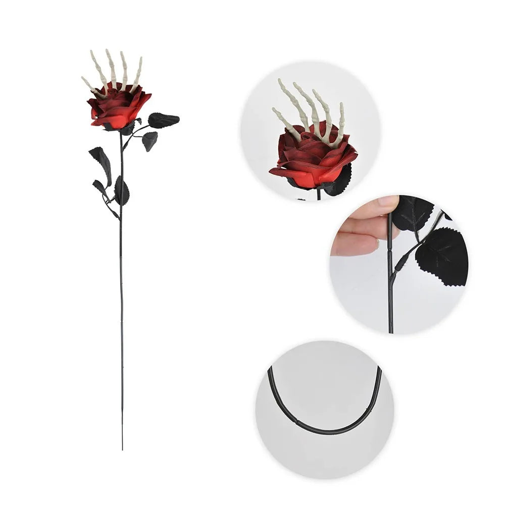 Skeleton Hand Rose Gothic Artificial Flower | Halloween Decor