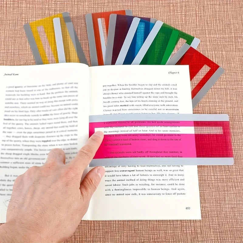 8-Pack Color Overlay Reading Strips & Line Tracker Bookmarks