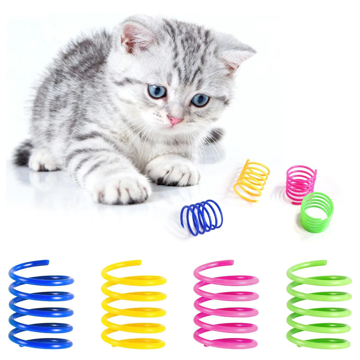4-Pack Colorful Spring Cat Toys – Interactive Coils for Kittens