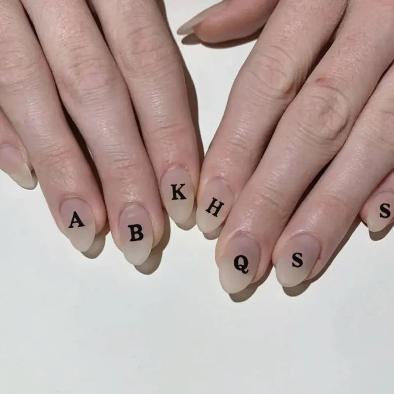 Holographic A-Z Alphabet Nail Stickers 3D Letter Nail Decals