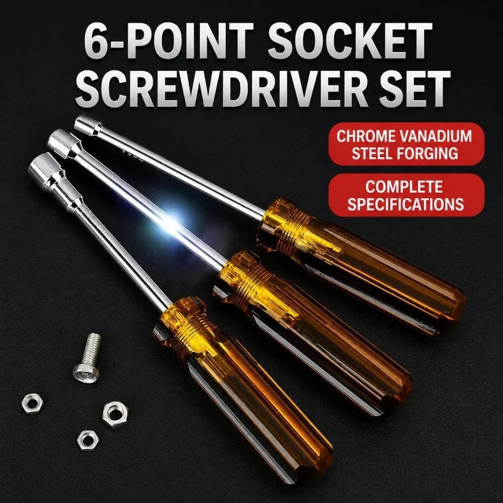 Hex Nut Driver Set 5–10mm Carbon Steel Socket Screwdriver
