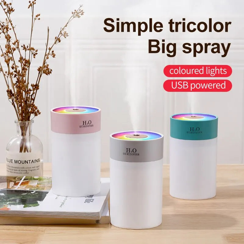 USB Mini Humidifier 260ml with 7-Color Night Light – Desk & Car