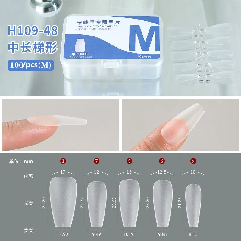 100pcs Full Cover Press On Nail Tips – Clear Ultra-Thin False Nails